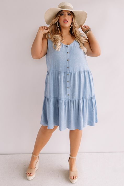 Powder Blue Dress, Dresses For Apple Shape, Recruitment Outfits, Suede Hat, Impressions Online Boutique, The Seaside, Comfort Wear, Curve Dresses, Curvy Outfits