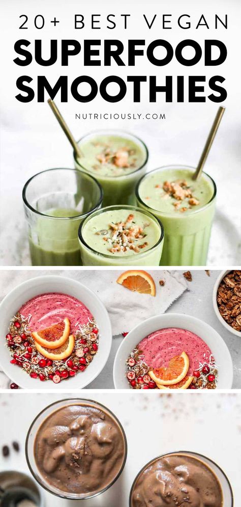 Smoothie Bowl Vegan, Morning Smoothie Recipes, Plant Based Smoothies, Superfood Smoothies, Vegan Smoothie Recipes, Dairy Free Smoothies, Juice Smoothies Recipes, Best Smoothie, Superfood Recipes