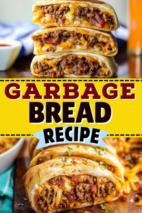 Hamburger Wrap Recipes, Ground Beef And Eggs Recipes For Dinner, Bacon And Cheese Recipes, Ground Beef And Croissant Recipes, Easy Dinner Meals With Ground Beef, Hamburger Meat Recipes For Dinner Main Dishes Ground Beef, Garbage Bread Recipe, Ground Hamburger Recipes, Eating With Hands