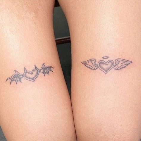 Maching Tattoos, Cute Matching Tattoos, Matching Friend Tattoos, Small Matching Tattoos, Matching Tats, Devil Tattoo, Bff Tattoos, Friendship Tattoos, Inspiration Tattoos