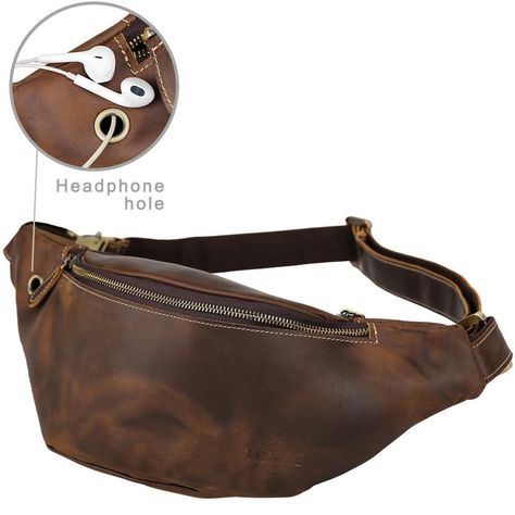 0.4 kg Material Cowhide leather. Back zipper pocket. 38cm -76cm Style Waist bag. Adjustable strap. | eBay! Mens Waist Bag, Mens Accessories Vintage, Waist Bag Leather, Leather Bag Tutorial, Leather Waist Bag, Leather Hip Bag, Brown Leather Backpack, Leather Fanny Pack, Leather Belt Bag