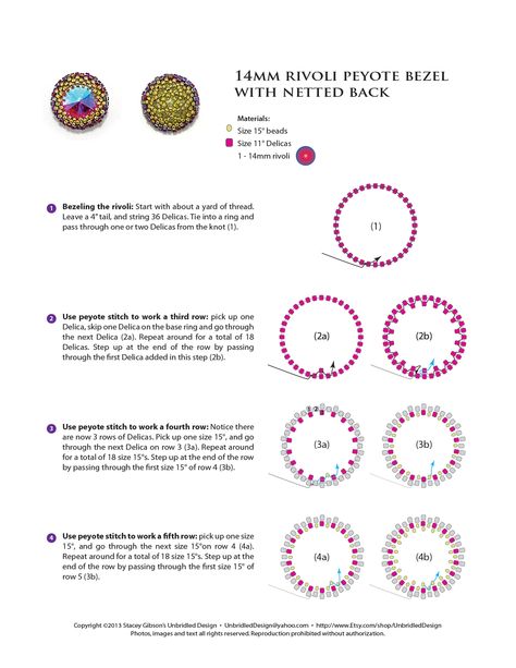 How to Bezel a 14mm rivoli with netted back FREE pattern (1 of 2). To keep up to date with new designs and tutorials, please like my page at www.facebook.com/UnbridledDesign Bezel Rivoli 14mm, Butterfly Wing Jewelry, Wire Wrapped Jewelry Diy, Bead Weaving Tutorials, Beaded Snowflakes, Easy Jewelry, Jewerly Beads, Beading Patterns Free, Bead Sewing