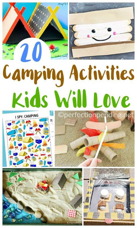 If you're like me though and not a huge camper, that's OK. This list of camping activities is more about thinking about camping than anything. You don't have to camp at all in fact to do these fun summer activities for kids. Dream about camping without actually going camping. Or get ready for a fun camping trip with some of these make believe camping activities. #summer #summertime #summeractivities #camping #campingactivities #campfire #campfireactivities #family #campinggames #happycamper Family Camping Activities, Kids Camping Activities, Camping Bedarf, Camping Activities For Kids, Indoor Camping, Kids Camping, Retro Camping, Camping Parties, Going Camping