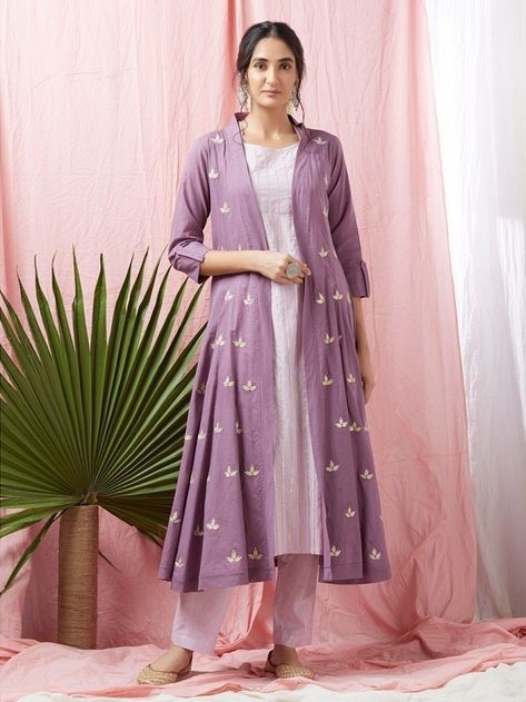 catalog : #Kurti #Collection   assured quality  authentic original product  ready to shipping  single available  WhatsApp only: 06354758358  all catalog are available in WhatsApp.  #fashion #kurti #gown #dress #lehenga #choli #saree #westernwear Salwar Suit With Jacket, Suit With Jacket, डिजाइनर कपड़े, Design Kurta, Silk Kurti Designs, Lavender Cotton, Simple Kurta Designs, Simple Kurti Designs, Gota Work