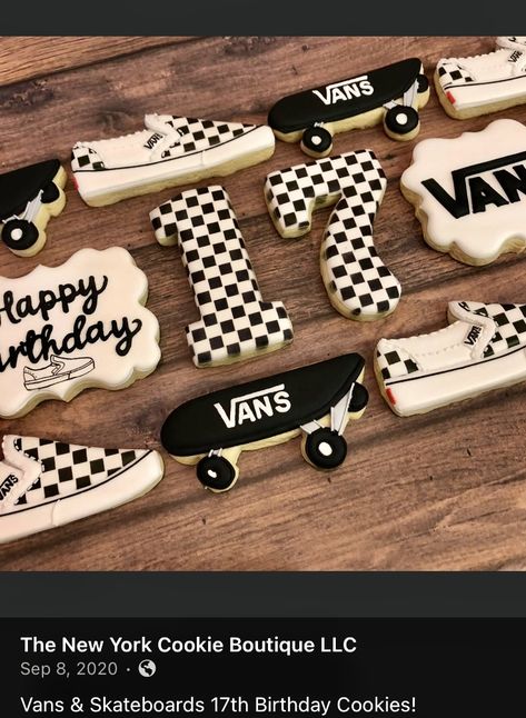 1 Cool Dude Birthday, Vibin Thrivin And Three Birthday Decor, Smiley Face And Checkered Party, Vans Themed Birthday Party, Vans Birthday Party, Skateboard Cookies, Vans Birthday Party Ideas, First Birthday Boy Themes Creative, Checkered Birthday Theme