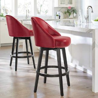 Isaac Swivel Bar & Counter Stool Red Counter Stools, Red Bar Stools, Bar Stools Kitchen Island, Backless Stools, Designer Bar Stools, Dining Room Seating, Kick Plate, Swivel Counter Stools, Counter Chairs