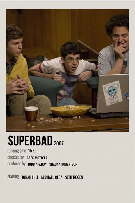 minimal polaroid movie poster for superbad Superbad Polaroid Poster, Super Bad Poster, Superbad Movie Poster, Project X Movie Poster, Superbad Poster, Movie Polaroid Posters, Click Movie, Polaroid Movies, Superbad Movie