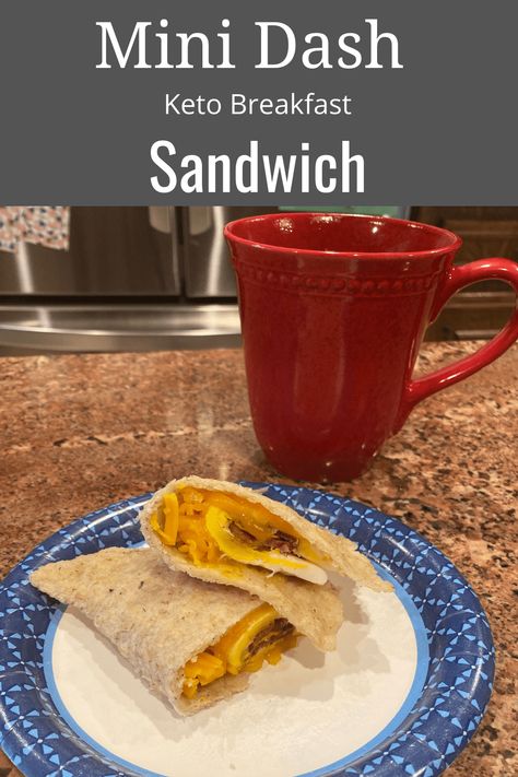 Easy Keto Breakfast Sandwich- Using Mini Dash - Jenn Newton Dash Griddle Recipes, Wonder Bread Recipe, Keto Breakfast Sandwich, Mini Waffle Recipe, Keto Sandwich, Easy Keto Breakfast, Dash Recipe, Best Keto Breakfast, Keto Buns