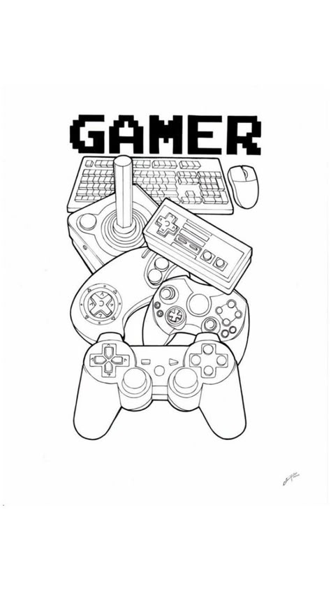 Gamer Coloring Pages, Gamer Boy Drawing, Video Game Coloring Pages, Xbox Tattoo, Gamer Wallpaper, Video Game Drawings, Set Up Gamer, Free Printable Coloring Sheets, Ninja Turtles Artwork