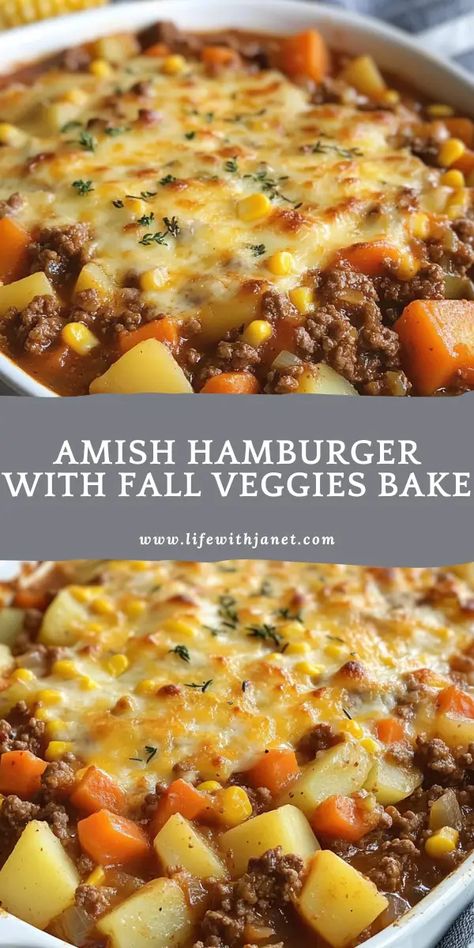 Amish Ground Beef and Vegetable Casserole Beef And Vegetable Casserole, Amish Breakfast, Amish Breakfast Casserole, For A Crowd Recipes, 1 Dish Meals, Veggie Bake, Hamburger Meals, Crowd Recipes, Ground Beef Casseroles