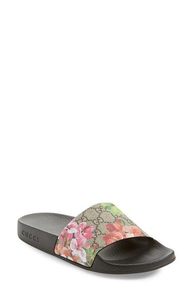 Gucci 'Pursuit' Slide Sandal (Women) Gucci Slide, Gucci Slides, Gucci Sandals, Strap Sandals Women, Buy Gucci, Nike Shoes Women, Footwear Design Women, Color Fabric, Gucci Shoes