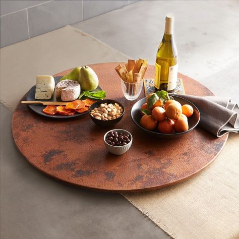 Copper Lazy Susan Turntable Large Lazy Susan For Dining Table, Large Lazy Susan, Copper Top Table, Lazy Susan Turntable, Pin Legs, Lazy Susans, Copper Table, Copper Kitchen, Kitchen Accents