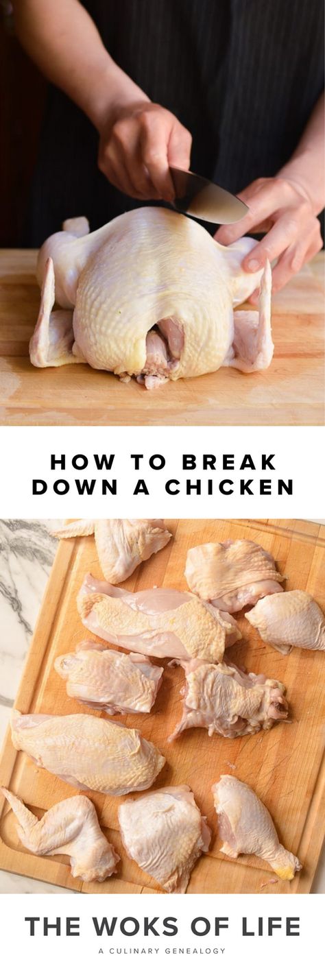 In this post, we’ll show you how to break down a chicken into wings, leg quarters (or thighs and drumsticks), and chicken breast. We’ll also show you how to de-bone chicken breasts to create boneless skinless chicken breasts and tenderloins. Buying a whole chicken is more flexible for the home cook. You break down a whole chicken, use what you need, and freeze the rest. In addition to step-by-step photos and instructions, we also have a video showing the entire process! Budget Freezer Meals, Tandoori Masala, Kitchen Skills, Stuffed Whole Chicken, Classic Kitchen, Cooking On A Budget, Cooking Basics, A Lot Of Money, Whole Chicken