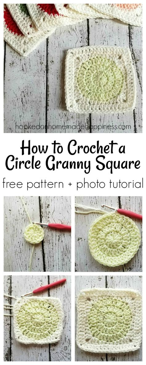 How to Crochet a Circle Granny Square | Hooked on Homemade Happiness Circle Granny Square, Crochet A Circle, Make A Blanket, Easy Granny Square, Motifs Granny Square, Granny Square Quilt, Sunburst Granny Square, Granny Square Tutorial, Crochet Dishcloth