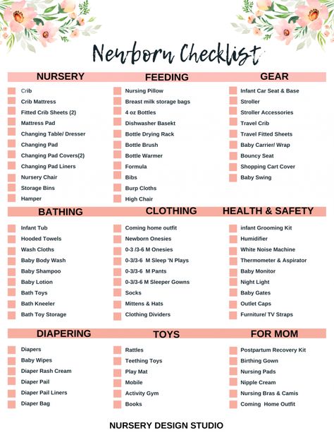 NEWBORN CHECKLIST PRINTABLE (1) Baby Needs List, New Baby Checklist, Newborn Checklist, Small Nursery Ideas, Baby Registry List, Baby Tub, Registry List, Pregnancy Planner, Resume Template Examples