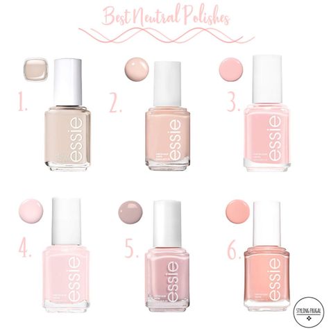 Nail Polish For Neutral Skin Tone, Neutral Nail Polish For Fair Skin, Essie Nail Polish Neutral, Best Neutral Pink Nail Polish, Perfect Nude Nail Polish, Nail Polish Neutral, Essie Top Less And Barefoot Pink, Essence Nail Polish, Drugstore Nail Polish