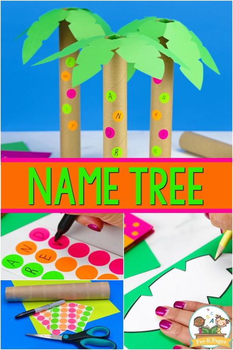 Letter Tree Name Recognition Activity. This hands-on letter tree name recognition activity is super fun and it’s also quick and easy to make. Your kids will have a blast adding the letters of their name to their very own letter tree! Name Activities Preschool, Creative Curriculum Preschool, Therapy Fun, Name Tree, Tree Name, Literacy Activities Preschool, Preschool Names, Activity For Preschool, Pre K Pages