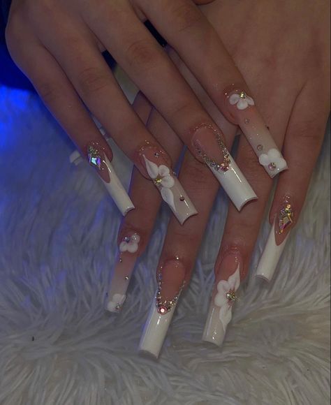 Quinceanera Nails, Aqua Nails, Punk Nails, Long Acrylic Nail Designs, Ombre Acrylic Nails, Girly Acrylic Nails, French Acrylic Nails, Long Acrylic Nails Coffin, Acrylic Nails Coffin Pink