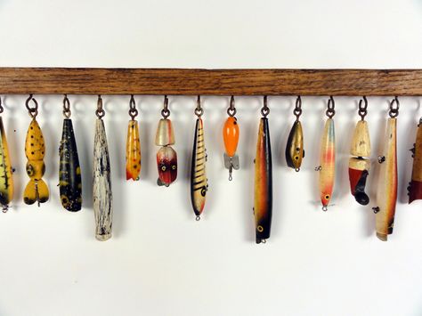 17+ best images about Lake House Home Decor on Pinterest | Lake ... Fishing Lures Display, Antique Fishing Lures, Fishing Cabin, Fishing Room, Vintage Fishing Lures, Lake Decor, Lake Cottage, Found Art, Fishing Decor