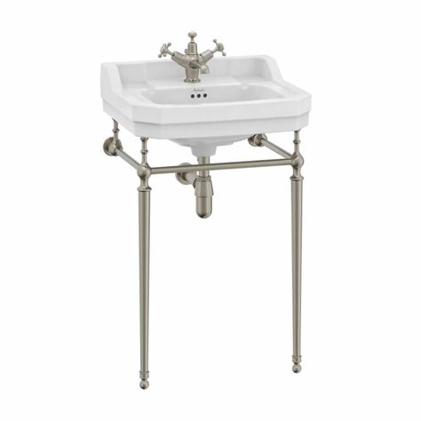 Burlington Bathroom, Spindle Design, Dutch House, Wash Stand, Classic Bathroom, Tile Trim, Outdoor Tiles, Gold Chrome, Contemporary Classic