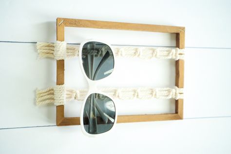 Dollar Tree organization ideas Macrame Sunglasses Holder, Macrame Sunglass Holder, Dollar Tree Organizing Ideas, Dollar Tree Organization Ideas, Dollar Tree Organizing, Weaving Diy, Dollar Tree Organization, Macrame Hoop, Sunglasses Organizer