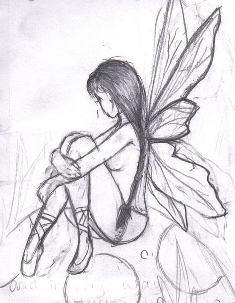 Easy Fairy Drawing, Fairy Sketch, Arte Doodle, Fairy Drawings, Fairy Pictures, Drawing Faces, Sketchbook Drawings, Dark Art Drawings, Arte Sketchbook