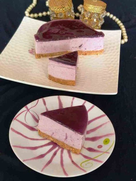 Exotic n Tempting Blueberry Cheesecake With Agar|No Gelatin Cheesecake Blueberry, No Bake Blueberry Cheesecake, Homemade Cream Cheese, Eggless Cake Recipe, Recipe Step By Step, Make Cream Cheese, How To Make Cheesecake, Biscuit Mix, Eggless Cake