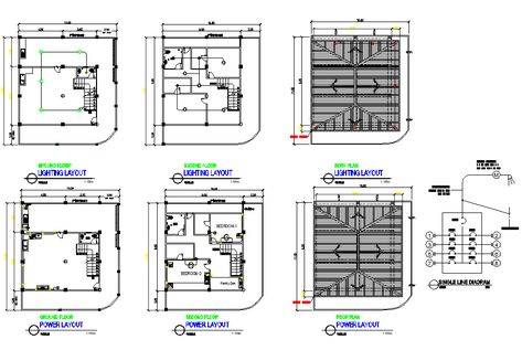 Lighting layout and power layout file - Cadbull Power Layout Floor Plan, Electrical Cad, Lighting Layout, House Wiring, Drawing Block, Electrical Plan, Autocad Drawing, Roof Plan, Residential Building