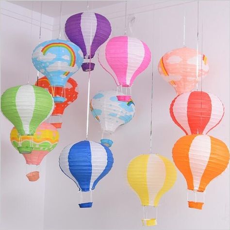 Rainbow Hot Air Balloon, Hot Air Balloon Paper, Hot Air Balloon Wedding, Balloon Lanterns, Lantern Lampshade, Paper Balloon, Lantern Christmas, Wedding Lanterns, Paper Lantern