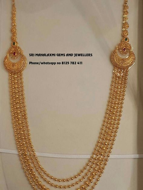 Long Gold Chain Designs For Women, Rani Haram Designs Gold, Step Chains In Gold Indian, Rani Haar Gold, Rani Haram, Step Chain, Rani Haar, Gold Bridal Necklace, Gold Jewelry Outfits