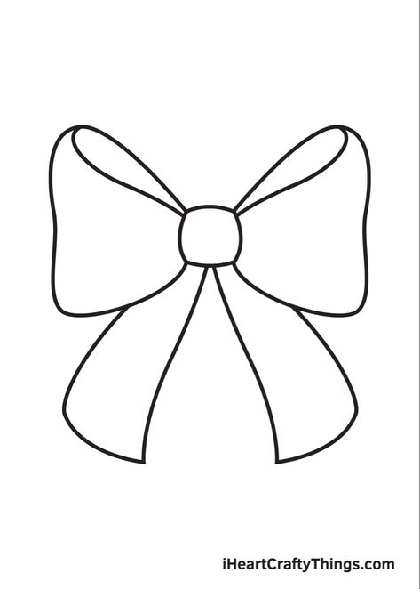 Coqquete Drawings, Bow Drawing Simple, Drawing Doodles Easy, Cute Bow Drawing, How To Draw A Bow, Cute Outlines, Bow Coloring Pages, Simple Cartoon Drawings, Coloring Outlines