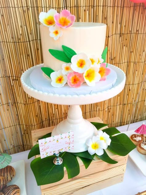 Incredible cake from a luau birthday party! See more party ideas at CatchMyParty.com! Luau Party Cakes, Tropical Birthday Cake, Hawaii Cake, Hawaiian Cake, Summer Party Ideas, Moana Cake, Luau Baby Showers, Tropical Birthday Party, Aloha Party