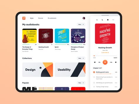 Audiobooks iPad App by Patryk Ilnicki on Dribbble Ipad App Design, App Design Ipad, Ui Ux Portfolio, Ui Ux Case Study, Login Ui, Pocket App, Music App Design, Onboarding Ui, Application Ideas