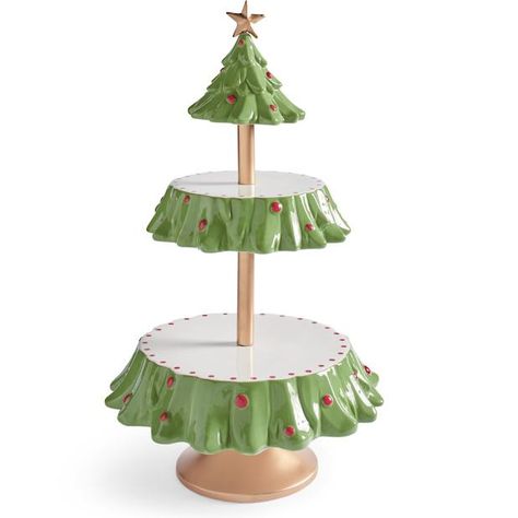 Very Merry Entertaining Collection | Grandin Road Dessert Table Fruit, Christmas Tree Dessert, Tree Dessert, Christmas Tree Desserts, Snack Rack, Double Layer Cake, Snack Stand, Cupcake Tiers Stand, Tiered Server