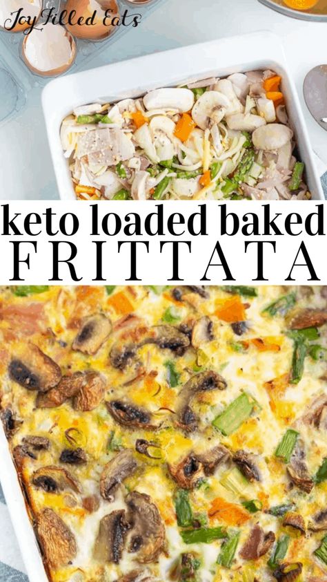 Baked Frittata - Keto, Low Carb, Gluten-Free, Grain-Free, THM S - Everything but the fridge Baked Frittata here. It’s exactly what it says it is. Use up all those ingredients sitting in the fridge and let’s meal-prep for the upcoming week in low carb style. #lowcarb #lowcarbrecipes #lowcarbdiet #keto #ketorecipes #ketodiet #thm #trimhealthymama #glutenfree #grainfree #glutenfreerecipes #recipes #eggs #breakfast #brunch #mealprep #makeahead Casserole Recipes Low Carb, Recipes Eggs, Keto Egg Recipe, Keto Casserole Recipes, Baked Frittata, Strata Recipes, Keto Lasagna, Eggs Breakfast, Joy Filled Eats