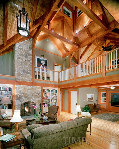 5311-coltsneck-farmhouse-06 Beams Living Room, Timber Frame Design, Post And Beam Home, Modern Tropical House, Timber Frame Home, Timber Frame House, Beam Structure, Cove Lighting, Living Room Photos