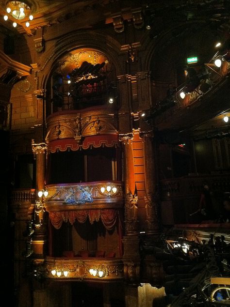 The Royal Box at the London Palladium.  When we sat there 6 year old Sam commented that the Queen had to walk a long way to get her interval ice cream. London Palladium, The London, The Queen, Year Old, Favorite Places, Ice Cream, Queen, London, Cream