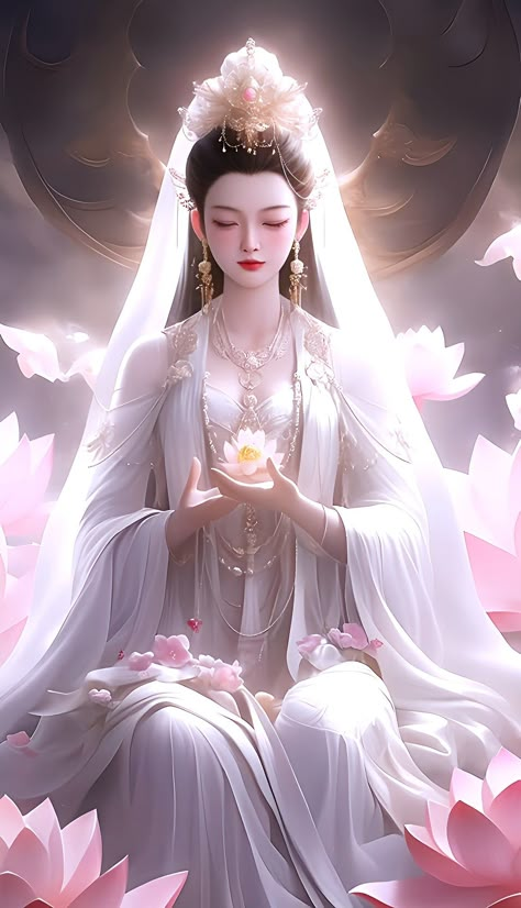 Guanyin Art, Guanyin Goddesses, Disney Movie Art, Buddha Artwork, Art Buddha, Chinese Artwork, Buddha Art Painting, Quan Yin, Kuan Yin