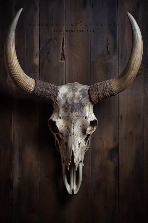 Vintage Southwestern Bison Skull Art Bull Skull Photography, Vintage Digital Art, Cattle Skull, Bull Skull Tattoos, Cow Skull Art, Bison Skull, Skull Reference, Skull Model, Animal Caricature