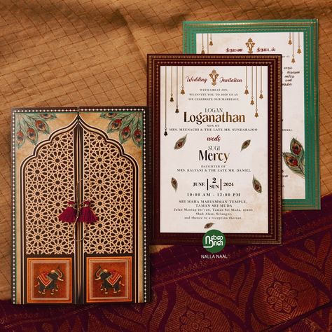 With a touch of elegance and cultural charm, we’ve custom-designed a Moroccan door-style wedding card with gold-stamped inlay, tailored perfectly to our client’s vision ✨ . #nallanaal #teamnallanaal #nallanaalstudio #weddinginvitations #invitationdesign #custommadeinvitations #carddesign #weddingcard #eventplanner #eventstylist #fypage Moroccan Wedding Invitations, Creative Wedding Invitations Design, Indian Invitation Cards, Indian Invitations, Moroccan Door, Indian Wedding Invitation Card Design, Indian Wedding Invitation Cards, Invitations Design, Creative Wedding Invitations