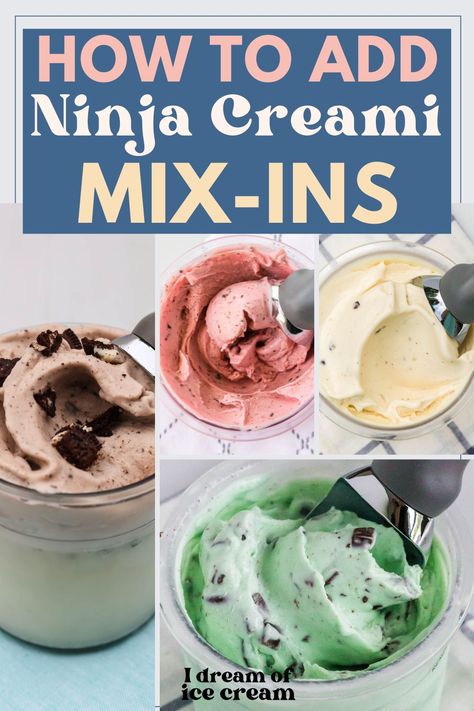 If you're new to the Ninja Creami, you might be wondering how to add mix-ins. We're sharing the step by step process, including which mix-ins you can and can't use. Ninja Creami Mix Ins, Ninja Creamy, Ninja Ice Cream Recipe, Ice Cream Recipes Machine, Healthy Ice Cream Recipes, Creami Recipes, Lemon Ice Cream, Ice Cream Maker Recipes, Making Homemade Ice Cream