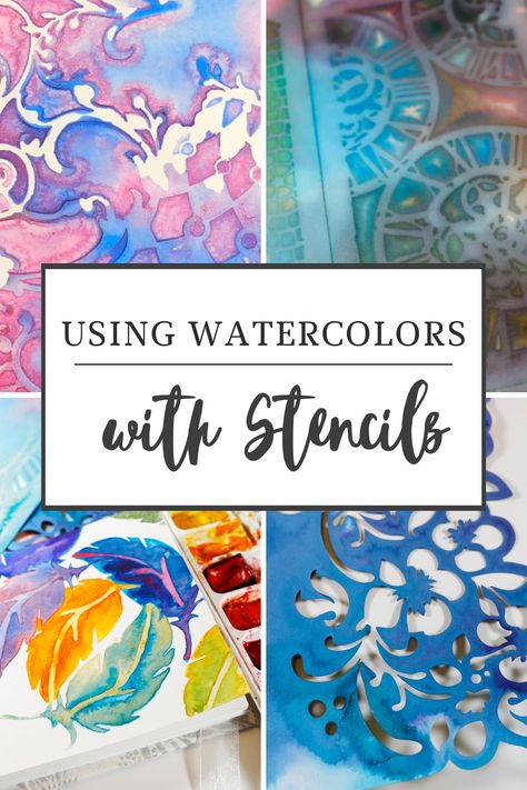 Using watercolors with stencils may seem like two things that don’t go together in your art journal. The loose nature of watercolor appears incompatible with stencils. But with a bit of experimentation and imagination, you can get some amazing and unexpected results using watercolors with stencils. When adding watercolors to stencils, you may need to change your expectation for the final result. Stencil Watercolor Art, Stencils And Watercolor, Watercolor Stencil Painting, Watercolor With Stencils, Watercolor Art Templates, Watercolor Paint Brushes, Watercolor Tracing Patterns, Watercolor And Ink Abstract, Watercolor Resist Painting