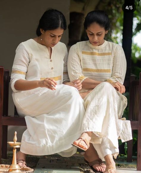 #onam collection #handloom Onam Attire For Women, Onam Salwar Designs, Onam Kurta, Onam Outfits Ideas College 2024, Onam Designs, Onam Special Dress, Onam Dress Ideas, Onam Shoot, Onam Collections