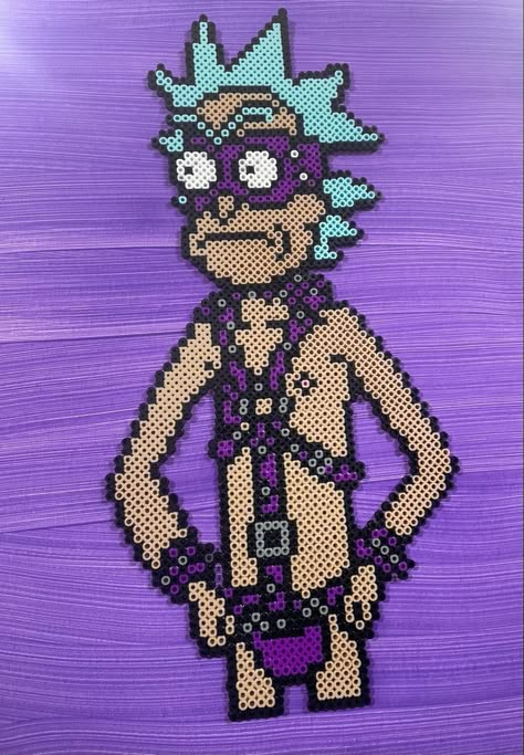 Perler Bead Patterns Rick And Morty, Mr Wobble Perler, Perler Beads Rick And Morty, Slander Perler, Sullivan King Perler, Rick And Morty Perler Beads, Trippy Perler Bead Patterns, Hama Art, Melt Beads Patterns