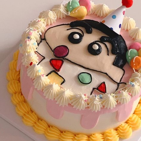 Shinchan birthday cake 🎂 Birthday Cake Cartoon Design, Shinchan Theme Birthday Party Decoration, Shin Chan Birthday Cake, Shin Chan Cake Design, Shinchan Theme Cake, Shinchan Cake Birthday, Real Cake Pic, Japanese Cake Design, Shin Chan Cake