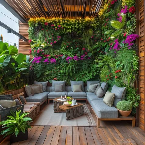 Patio Oasis, Terrace Garden Design, Terrace Decor, Living Walls, Landscaping Garden, Walled Garden, Family Food, Ideas Family, Food Garden