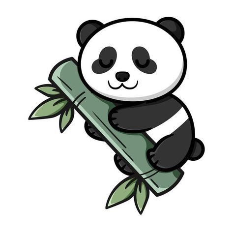 Cute Panda With Bamboo Drawing, Panda With Bamboo Drawing, Panda Cute Drawing, Panda Pencil Drawing, Drawing Panda, Tired Cartoon, Panda Gemoy, Panda Sketch, Panda With Bamboo