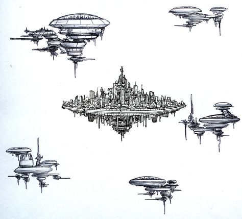 Tiny concept sketches for cities that float by TickTockMan92 Airship Art, Concept Sketches, Invisible Cities, Perspective Drawing Architecture, City Sketch, Floating City, City Drawing, Industrial Design Sketch, Background Drawing