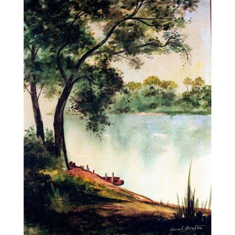 Framing Paintings, Lake Home Decor, Easy Landscape Paintings, Tree Home Decor, Wall Art Tree, Watercolor Art Landscape, Lake Painting, Tree Home, Lake Home