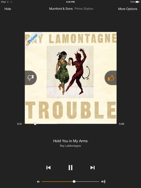 Song: Hold You in My Arms Artist: Ray LaMontagne Album: Trouble Ray Lamontagne, In My Arms, Mumford & Sons, Hold You, Hold On, Songs